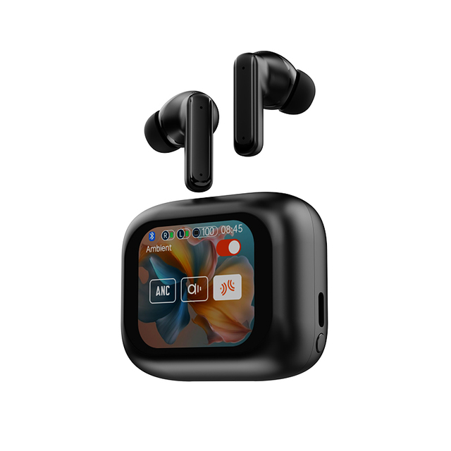 Ai Real-Time Two-Way Translator Tws Earbuds Hd Sound Led Smart Screen Waterproof Open-Ear Business Travel Sports