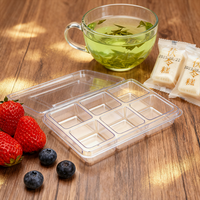 Conteneur rectangulaire à charnière en plastique PET transparent, recyclable et jetable, pour gâteaux, pâtisseries, emballages de cire fondue