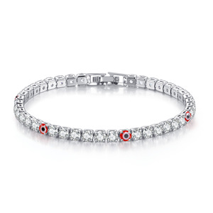 สร้อยข้อมือเทนนิสประดับเพชรซิคอน 4 มม. สีสันสดใส รุ่น Demon Eye สำหรับผู้หญิง จาก <span class=keywords><strong>LAMOON</strong></span> ชุบทอง 14K/แพลตตินัม/โรสโกลด์ ดีไซน์ทันสมัย - Product Image 4