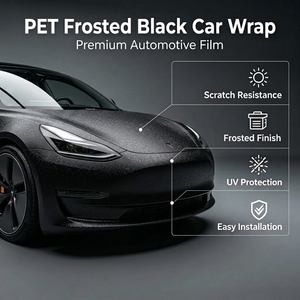 Film de protection pour voiture PET givré noir, anti-rayures, vinyle mat noir Warrior, avec technologie Air Release, sans décoloration, film de changement de couleur amovible pour véhicule - Product Image 2