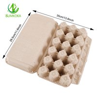 SUMKOKA Plateau à œufs en pulpe moulée à 18 alvéoles – Écologique, jetable et biodégradable pour l'expédition de poulet d'élevage