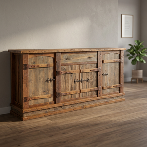 Industrial Antique Solid Wood Farmhouse Living Room <b>Cabinet</b>-Eco-Friendly Modular Design Large Capacity Storage for Apartment - Product Image 2