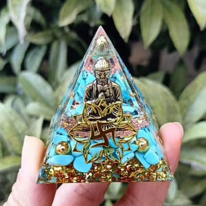 Estatua de Buda, Pirámide de Cristal, Resina Epoxi, Decoración para el Hogar, Adorno de Escritorio, Regalo de Feng Shui, Decoración para Sala de Estar - Product Image 1