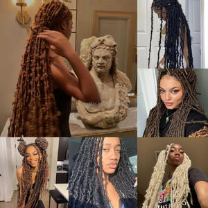 Extensions de cheveux synthétiques Butterfly Locs de haute qualité, bouclées, lisses, tresses au crochet, <span class=keywords><strong>dreadlocks</strong></span>, synthétiques teintes douces, vente en gros - Product Image 2