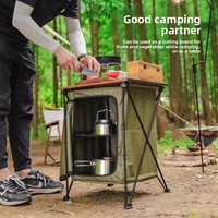 Armoire de rangement pliable pour le camping en plein air, portable, multifonctionnelle, en alliage d'aluminium, table et armoire à double usage