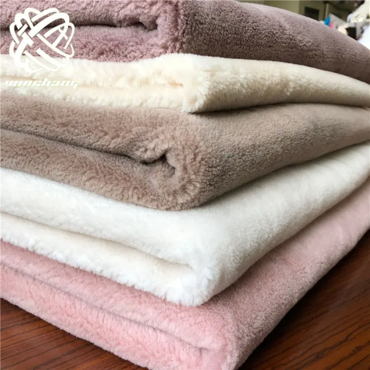 Siap Dikirim 100% Poliester Sherpa Kain Suede Berbahan Bulu Domba Poliester Pencukur Bulu Palsu Lembut