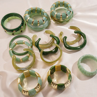 Bracelet dégradé brillant en acrylique vert olive, style européen et américain, personnalisable, bracelet de mode