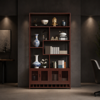 Nouvelle vitrine en bambou de style chinois, 4 portes, design rétro classique, multifonctionnelle, salon, hôtel, bureau, meubles de maison