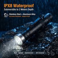 Lampe torche tactique rechargeable EDC, résistante à l'eau IPX8, compacte, avec clip pour casquette, pour le camping en plein air, la chasse, lampe de poche