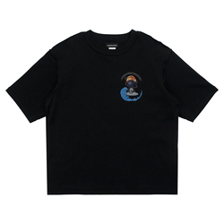 เสื้อยืดแขนสั้นผ้าคอตตอนหนาสีดำพิมพ์ลายดิจิทัล ป้องกันรอยยับ สำหรับผู้ชาย คอตตอนเวอร์จิ้น คอกลม ซักแล้ว - Product Image 2