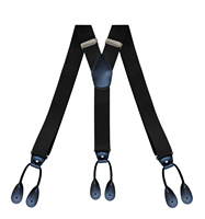 Pasokan pabrik tali dewasa klip suspender untuk pria dan wanita tipe Y elastis 3.5CM tombol kulit hitam