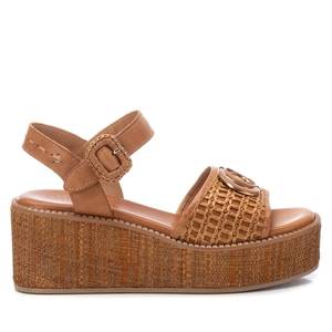 Sandales compensées à bout ouvert pour femme Carmela en cuir véritable, plateforme rehaussante, chaussures d'été - Product Image 1