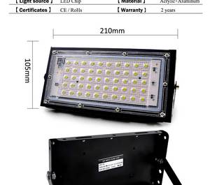 Projecteur LED extérieur étanche <span class=keywords><strong>IP65</strong></span> en aluminium <span class=keywords><strong>50W</strong></span>, compatible AC 220V 230V 240V - Product Image 3