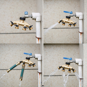 Collettore in ottone 4 vie acqua da giardino connettore <span class=keywords><strong>rubinetto</strong></span> acqua Splitter per il giardino - Product Image 3