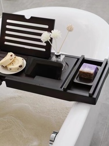 Plateau de bain extensible Bougie <span class=keywords><strong>Livre</strong></span> support pour téléphone-Plateau de bain réglable dans le bain accessoires de salle de bain Bambou bois naturel - Product Image 3