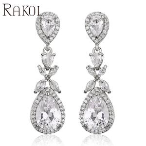 RAKOL EP1140 2025 Women's Luxury <b>Gold</b> High Quality Zircon Water Drop <b>Earrings</b> - Product Image 2