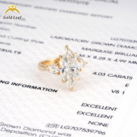 Goldleaf Kişiye Özel Lüks Mücevher Yüzüğü 10k-18k Sarı Altın Markiz Kesim 1CT-3CT DEF VVS VS Laboratuvar Elması Yüzük
