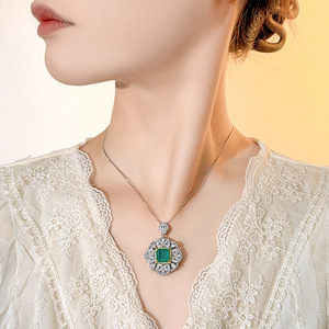Collar de Diseño Elegante Vintage, Ecológico, de Cobre Chapado en Oro de 24K, con Zirconia de 8*8mm, Imitación de Gemas Multicolores - Product Image 2