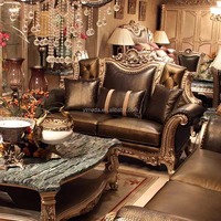 Canapé antique américain en bois sculpté, avec revêtement noir et détails en feuille d'argent, en cuir noir