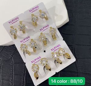 XUPING Jewelry Wholesale Copper Alloy 14K Gold Color Plated Synthetic Cubic Zirconia Stone Fashion <strong>Small</strong> Huggie <strong>Women</strong> <strong>Earring</strong> - Product Image 5
