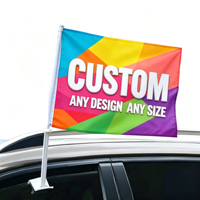 Bandera Personalizada para Ventana de Auto, 12x18 Pulgadas, 100% Poliéster Ecológico de Secado Rápido, Asta de Acrílico Resistente y Duradera, Diseño Personalizado en Blanco