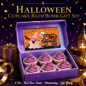 Coffret Cadeau <span class=keywords><strong>de</strong></span> Bombes <span class=keywords><strong>de</strong></span> Bain Personnalisées Halloween Cupcake, 6 Pièces, 600g, Fait Main à Base <span class=keywords><strong>de</strong></span> Plantes, Violet, avec Fleurs Séchées et Boules Effervescentes - Product Image 2