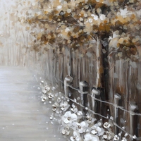 Peinture murale sur toile à prix de gros : Paysage floral bucolique avec arbre, décoration intérieure