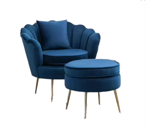Sillón de Ocio de Tela Nórdica Moderna, Sillón con Detalles de Pétalos de Flores para Sala de Estar, Dormitorio y Apartamento - Product Image 2