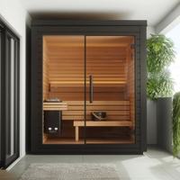 Sauna extérieur robuste en bois, type cube, avec équipement de sauna