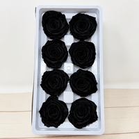 Boîte de roses éternelles noires 8 pièces, roses stabilisées naturelles pour travaux manuels DIY