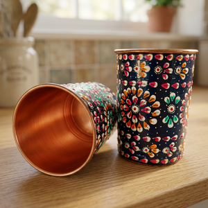 Vaso de Viaje Reutilizable de Metal y Vidrio con Diseño Bohemio y Patrón Floral para Adultos, Ideal para Regalo - Product Image 2