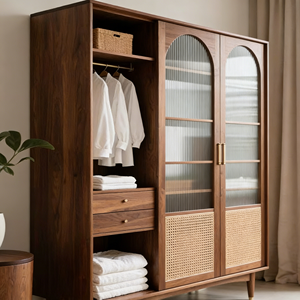 Armoire en bois massif écologique personnalisée BALOM avec charnières, meubles de chambre à coucher, armoire de rangement robuste, sans formaldéhyde - Product Image 5