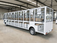 Bus électrique de tourisme RENQI 23 places 72V 200AH 11KW, navette panoramique fermée, autonomie 100km, vitesse 28km/h, pour stations balnéaires et parcs d'attractions