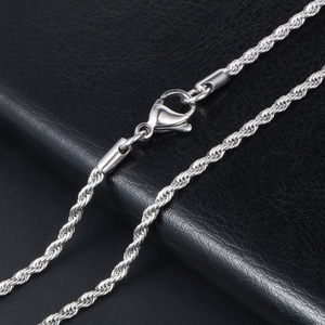 <b>Titanium</b> Steel Twisted <b>Chain</b> Clavicle Necklace 2.4mm Wide 60cm Long Fashion Layered Necklaces - Product Image 2