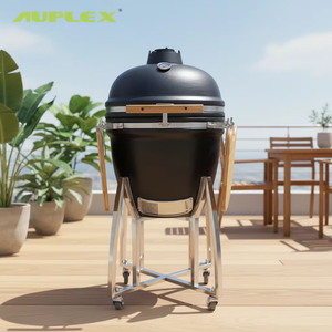 <span class=keywords><strong>Barbecue</strong></span> Kamado AUPLEX 21 pouces en fer et céramique avec buffet latéral, moderne, extérieur, au charbon de bois, sans fumée, durable - Product Image 1