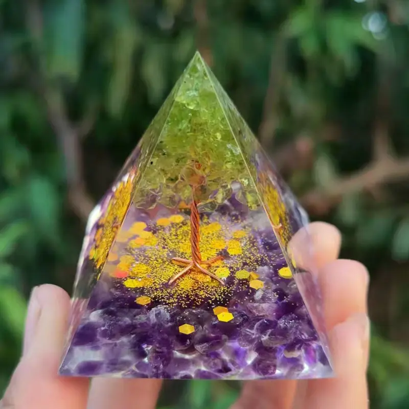 Tree Of Life Orgonite Pyramid Spiritual Yoga Reiki Energy Crystal Pyramid Orgone Meditation Healing Stones Home Decor Gift