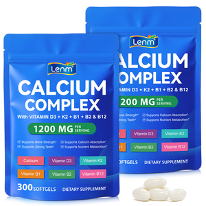 Lenm OEM 300 Cápsulas de Alta Potencia de Vitamina D3 <span class=keywords><strong>K2</strong></span> B12 Calcio Sin Gluten Suplementos en Cápsulas Blandas para Adultos Mujeres Hombres Fortalecimiento Óseo - Product Image 1