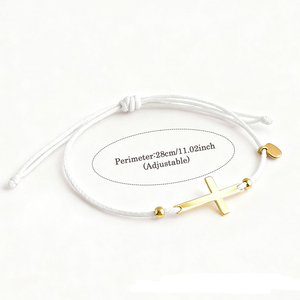 Custom Personalized Cross <b>Bracelet</b> Silver Plated Zinc Alloy Adjustable <b>Rope</b> Engraved Name Religious Unisex Gift Jewelry - Product Image 6