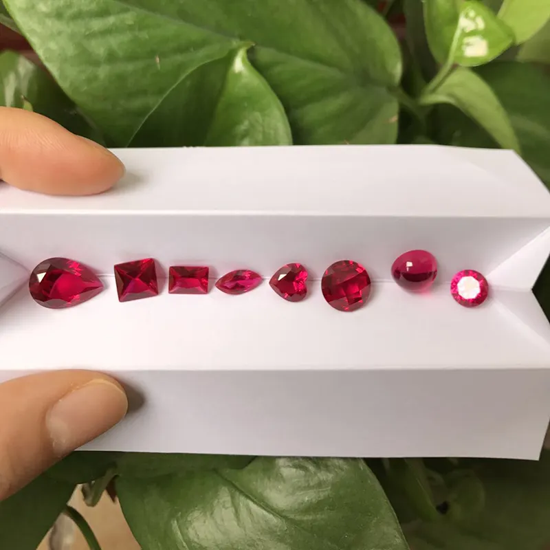 Tất Cả Các Hình Dạng Cắt Lỏng Ruby Đá Quý Chính Hãng Corundum Màu Đỏ Trong #5 Màu Tổng Hợp (Phòng Thí Nghiệm Tạo Ra) Ruby Cho Ring Making