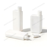 Botella Cosmética Vacía de 50 ml, HDPE Reciclable, Blanca Mate, para Protector Solar, con Tapa de Rosca, Forma Rectangular Plana, Personalizable