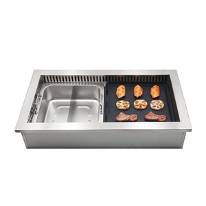 Commercial Stainless Steel Smokeless Electric <strong>Grill</strong> for Korean <strong>BBQ</strong> Restaurants <strong>Indoor</strong> Tabletop <strong>Grill</strong> Exhaust Fan Touch Control - Product Image 1