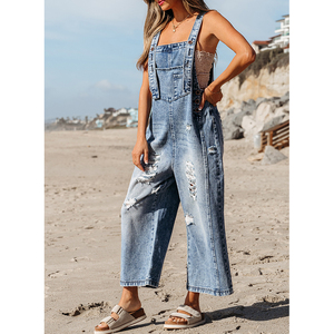 Deear-Lover จั๊มสูทเอี๊ยมผ้ายีนส์ขากว้างมีกระเป๋าแฟชั่นบูติกตะวันตกทันสมัย - Product Image 2