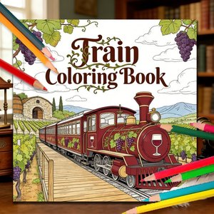 Carnet de coloriage sur le thème du train, personnalisé, de haute qualité, reliure parfaite, couverture <span class=keywords><strong>en</strong></span> carton 250 g/m², pour adultes, anti-stress - Product Image 6