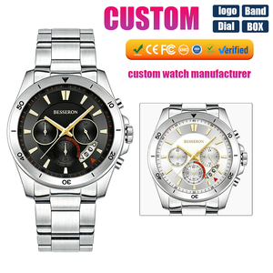 Montre à quartz personnalisée BESSERON 42 mm en acier inoxydable, chronographe pour homme, cadran analogique de luxe, fermoir pliant - Product Image 1