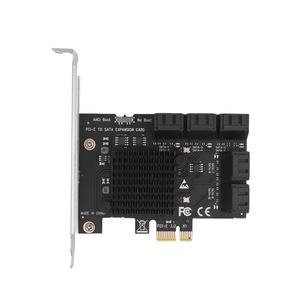 Carte d'extension TISHRIC PCIE 3.0 Splitter PCIE 1X vers 10 ports SATA, compatible avec les interfaces graphiques X4 X8 X16 - Product Image 1