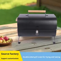 Barbecue portable noir à double couche pour table, idéal pour le camping, les voyages en camping-car, les pique-niques, les patios, les jardins et les plages