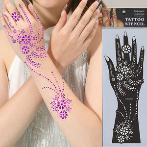 <span class=keywords><strong>Pochoir</strong></span> indien Mehndi réutilisable bricolage personnalisé OEM autocollants de tatouage au <span class=keywords><strong>henné</strong></span> pour main et poignet pour le corps amélioration temporaire de la beauté - Product Image 5