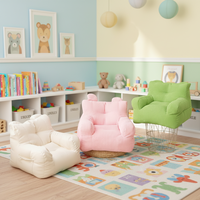 Canapé paresseux mignon au design de dessin animé en tissu velours côtelé, chaise de lecture pour enfants de maternelle, petit canapé compressé, canapé de salon
