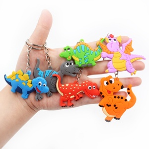 Porte-clés en caoutchouc PVC souple personnalisé avec un design de dinosaure mignon en 2D - Product Image 2