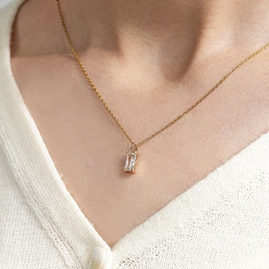 Thời Trang Brass Zircon Birthstone Dây Chuyền Cho Engagement Wedding Hoặc Đảng Dropshipping Đồ Trang Sức Quyến Rũ Phụ Nữ Quà Tặng - Product Image 2